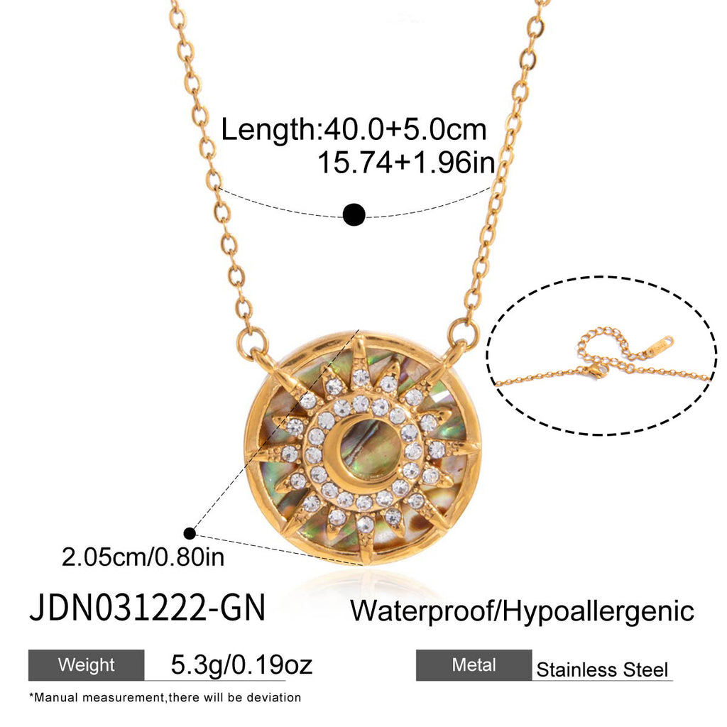 Patterned sun pendant necklace specification image