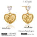 Stainless steel angel heart earrings with 2.44 by 1.67 cm dimensions