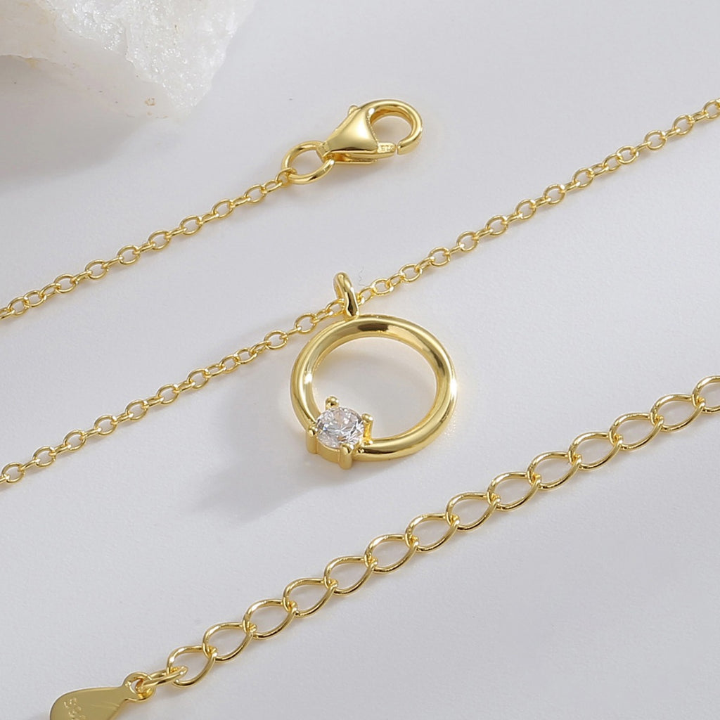 open circle necklace with lobster clasp and extension chain