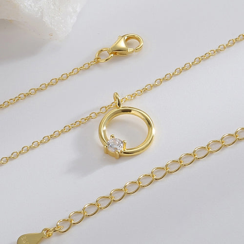 open circle necklace with lobster clasp and extension chain