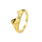 white-background view of stone-free molten wave band ring
