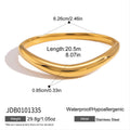 Gold tone curved bangle dimension chart