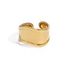 front view of polished stainless steel wave open ring