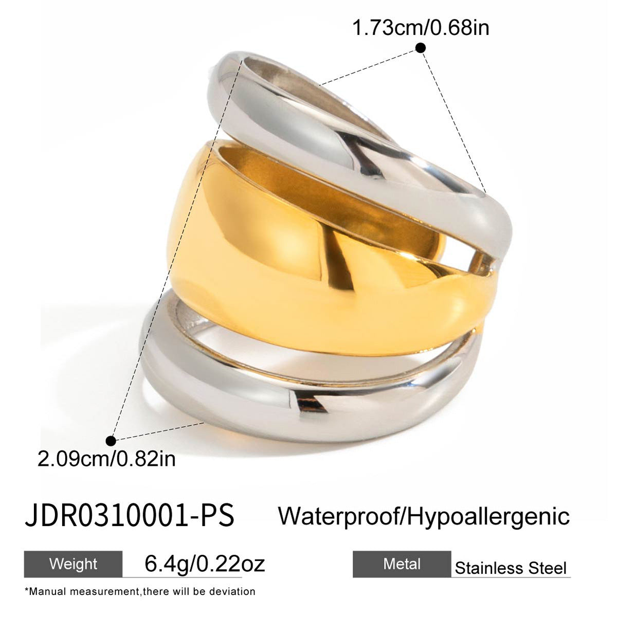 Two-Tone Sculptural Stainless Steel Ring Collection variant reference