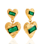Front view of green rectangular accents across two hearts