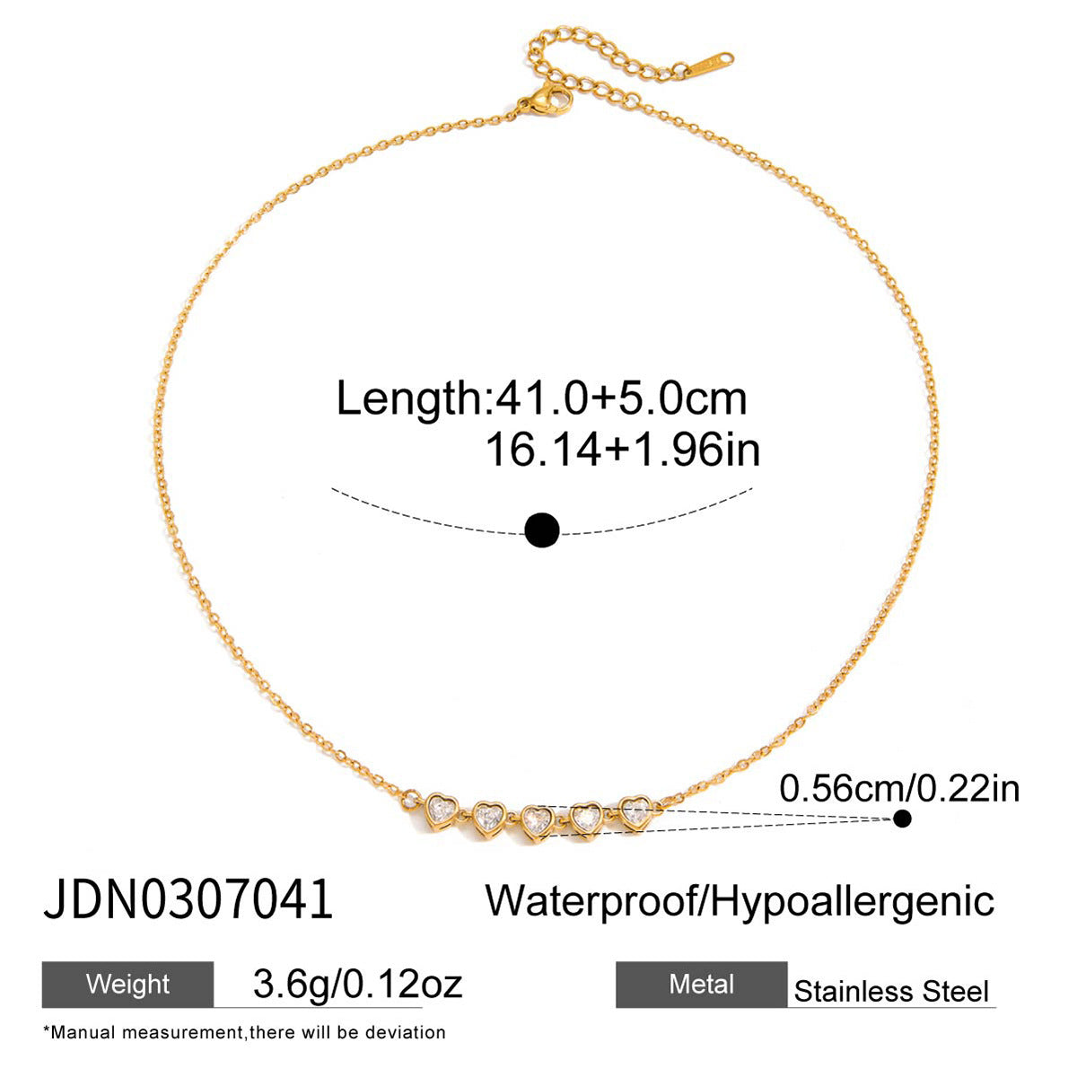 Station necklace length extension and setting measurements