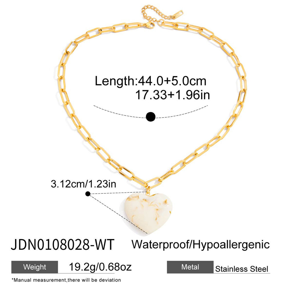 White heart pendant necklace specification view