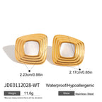 Wholesale Gold-Tone Stainless Steel Resin Square Stud Earrings in Three Colors - scale reference