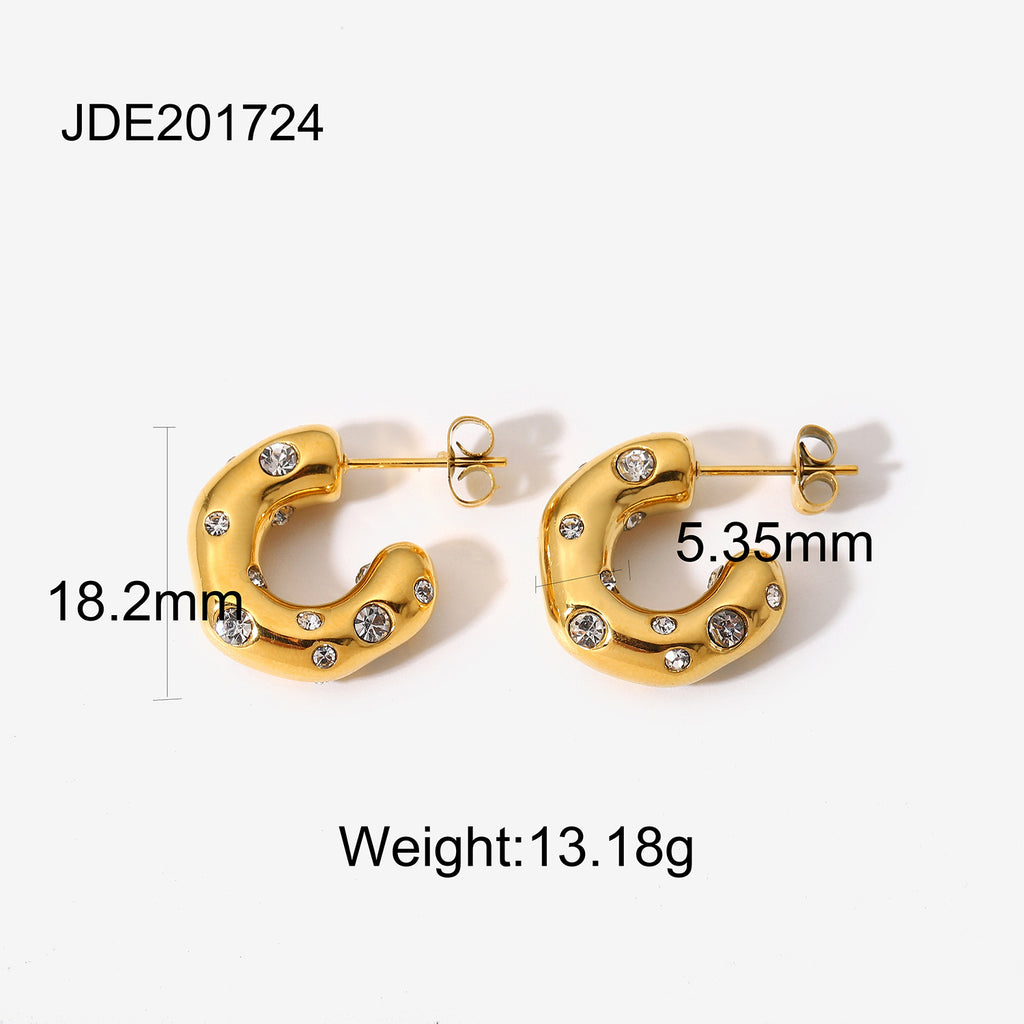 Clear-accent hammered hoops with 18.2 mm height annotation
