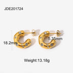 Clear-accent hammered hoops with 18.2 mm height annotation