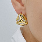 Gold Plated Clear Accent Stainless Steel Stud Earring Collection — detail view