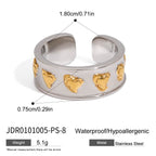 Heart Stainless Steel Ring and Stud Earring Collection in Mixed Finishes – display view