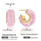 Pink faceted hoop size diagram and stud post