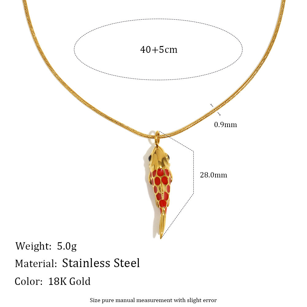 gold-tone fish necklace with dimensions