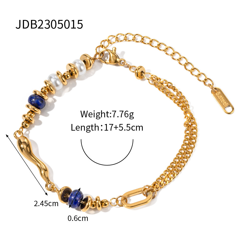 Gold Plated Pearl-Look Stainless Steel Bracelet Collection — wholesale view 6