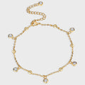 gold plated brass beaded anklet with cubic zirconia drops
