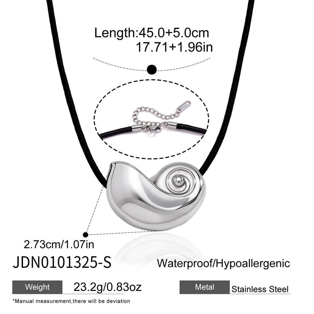 Silver tone shell necklace with pendant width and extension