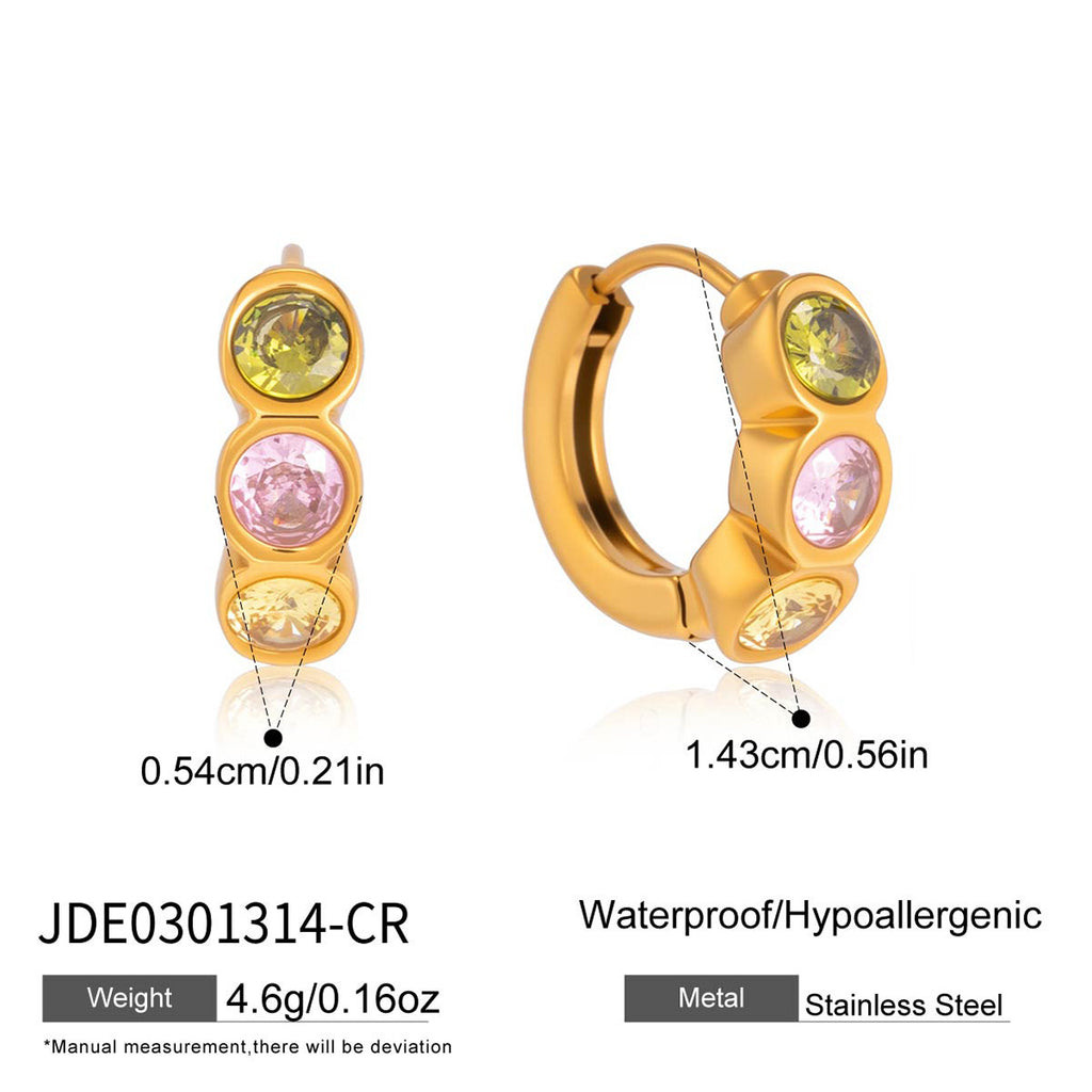 Gold-tone green, pink and yellow hoop dimensions