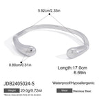 Silver-tone open cuff with rounded tapered ends