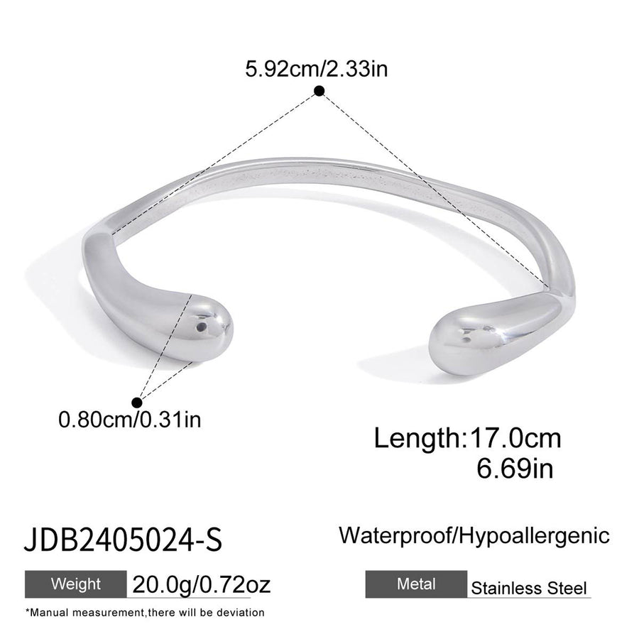 Silver-tone open cuff with rounded tapered ends