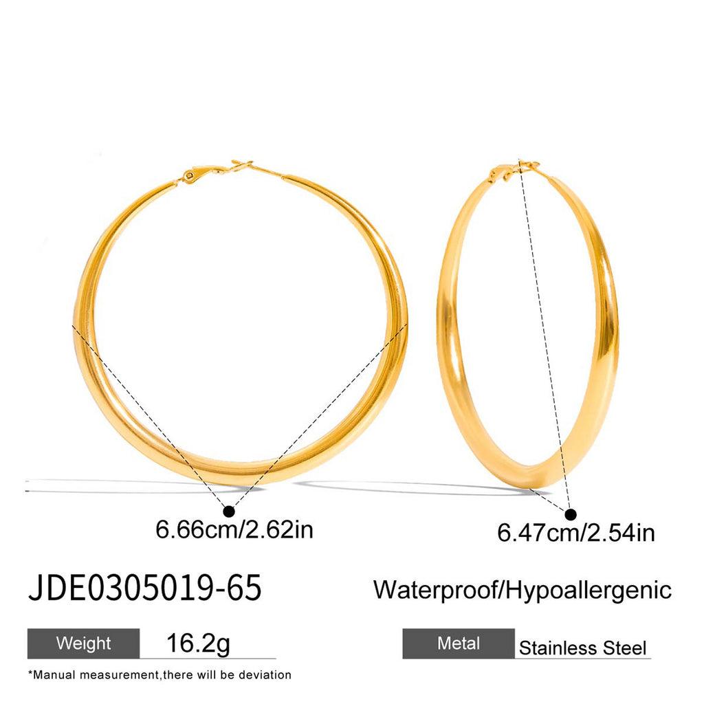 65 mm gold plated graduated hoop earring dimensions