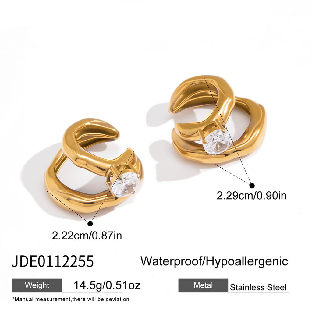 Gold-tone ear cuff dimensions and stone setting