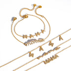 Mama letter bracelets and necklaces in varied chain styles