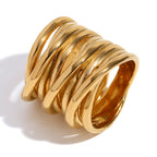 cutout of layered stainless steel wrapped statement ring