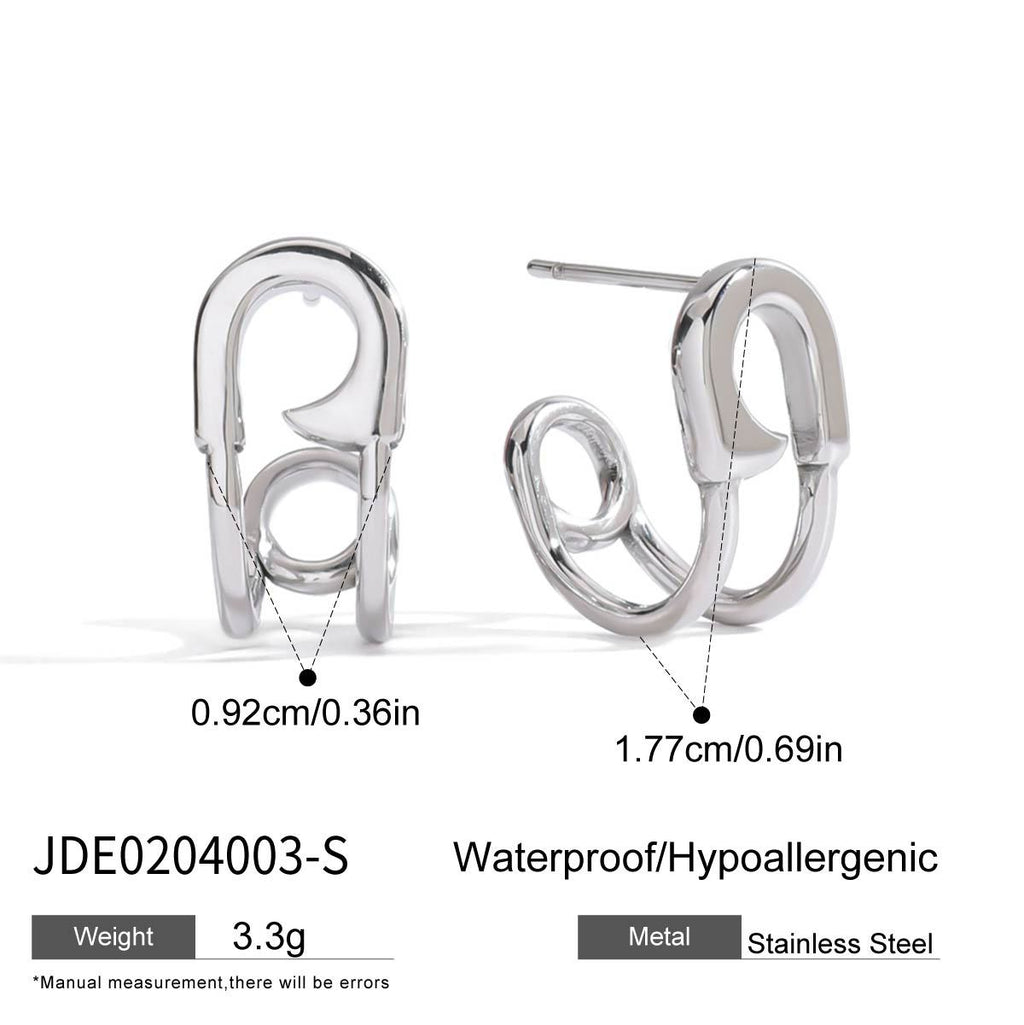 Pink Clear-Stone Stainless Steel Hoop Earring Collection back and closure detail