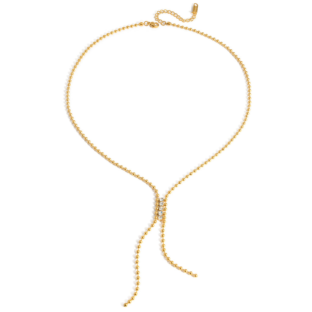 Full stainless steel Y necklace with two hanging chain tails