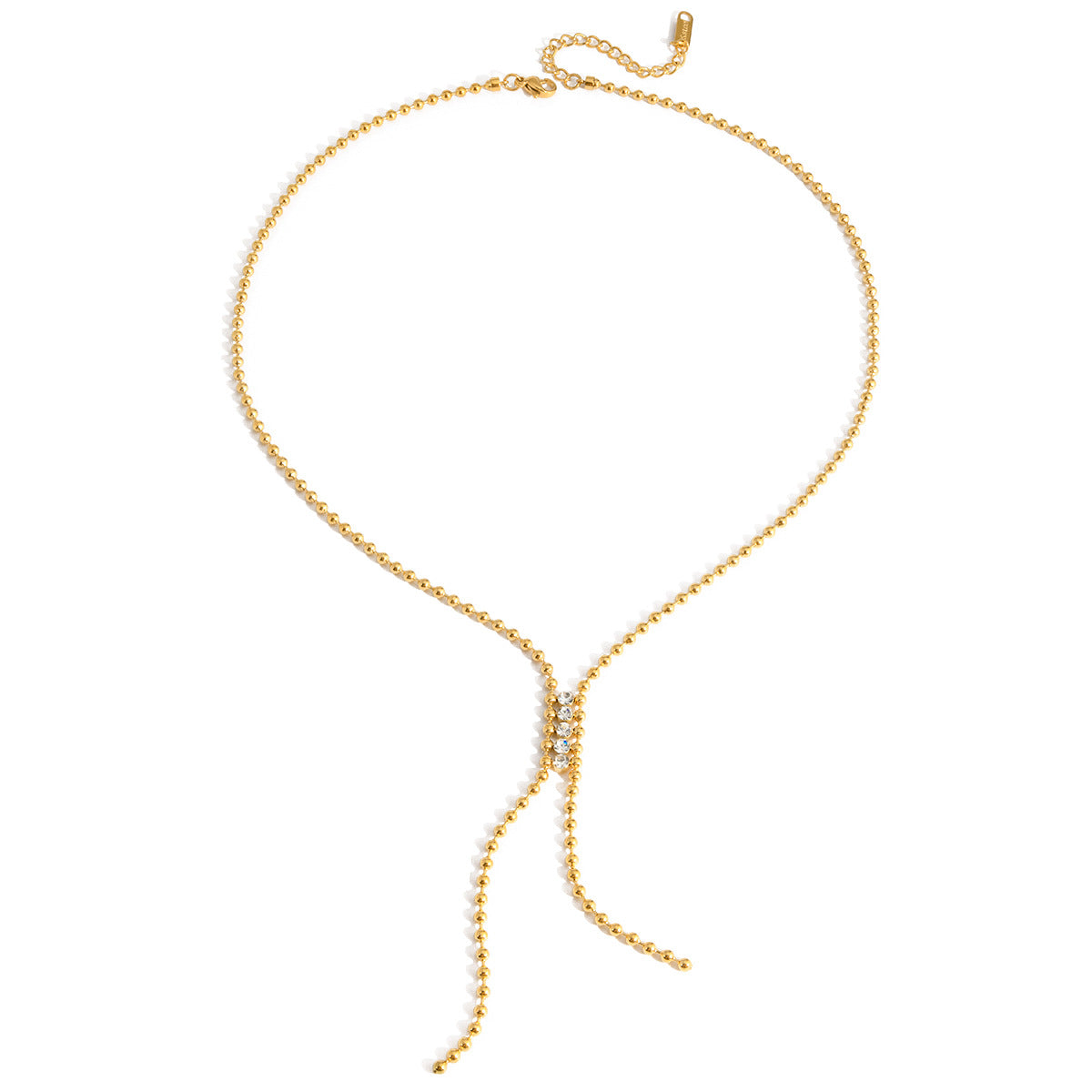 Full stainless steel Y necklace with two hanging chain tails