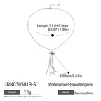 Wholesale Silver-Finish Stainless Steel Tassel Necklace Collection - finish detail