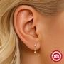 gold plated 925 sterling silver star drop stud earrings worn on ear