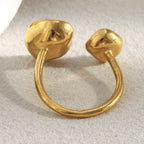 rear view of the sculpted stainless steel open ring