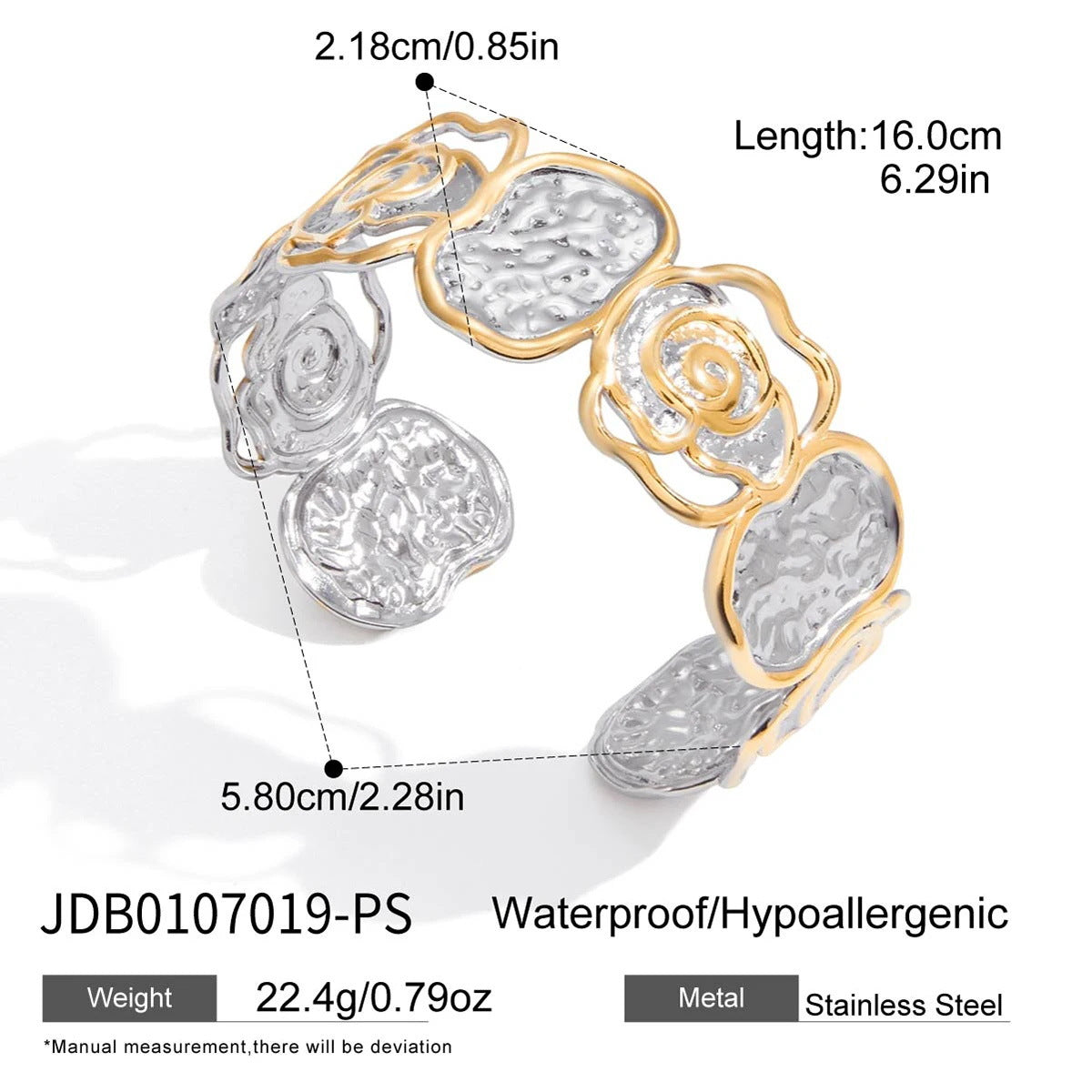 Stainless Steel Teardrop Earrings, Clover Studs and Link Bracelet — selectable style and material reference