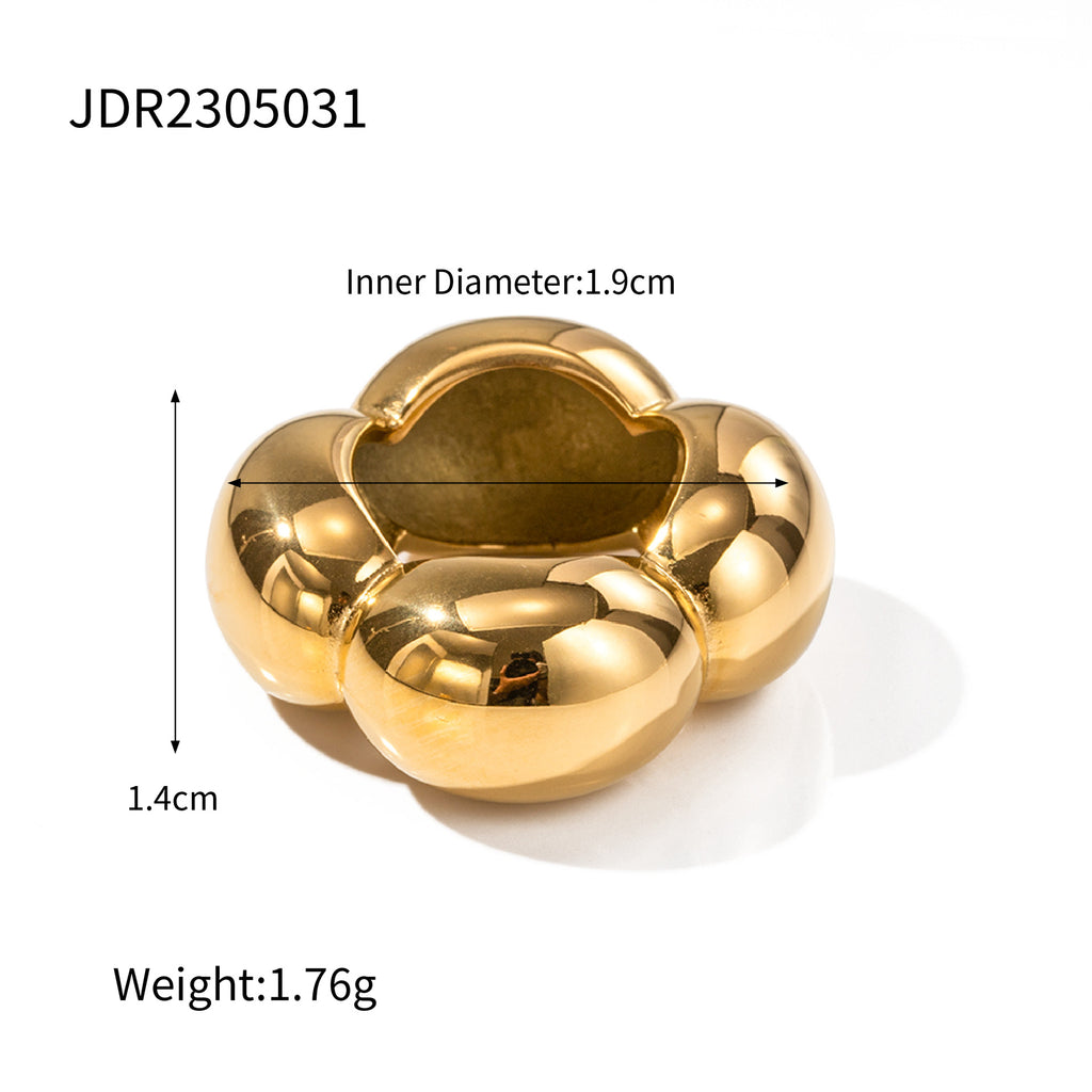 Gold Plated Sculptural Flower Stainless Steel Ring – product view 5