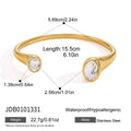 Oval-and-round stone cuff with dimension diagram