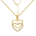 gold plated double heart necklace with lobster clasp and extension chain