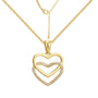 gold plated double heart necklace with lobster clasp and extension chain