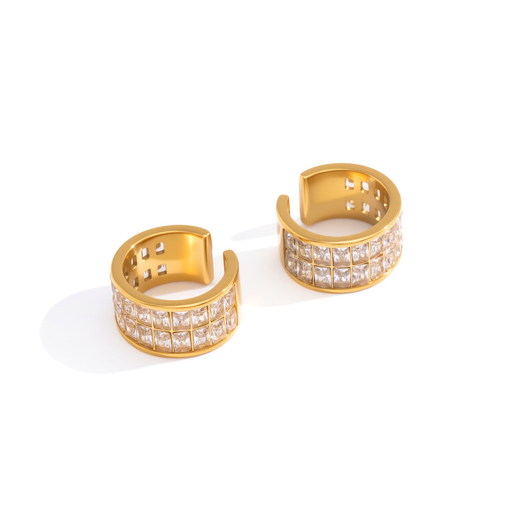 Gold-tone two-row cuff front and back profiles