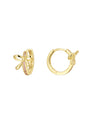 925 Sterling Silver Bow Zirconia Huggie Hoop Earrings — bow loops and hinge close-up