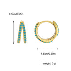 turquoise-color stone hoops with 15 by 13 mm dimensions and 3 g weight