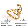 Adjustable open leaf ring with measurement diagram