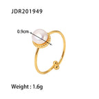 Single pearl open stainless steel ring dimensions