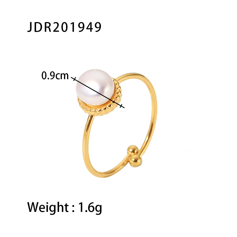 Single pearl open stainless steel ring dimensions