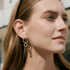 Linked-circle drop studs worn on ear