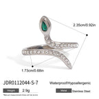 Wholesale Gold-Tone Stainless Steel Green Accent Open Ring Collection - dimensions view