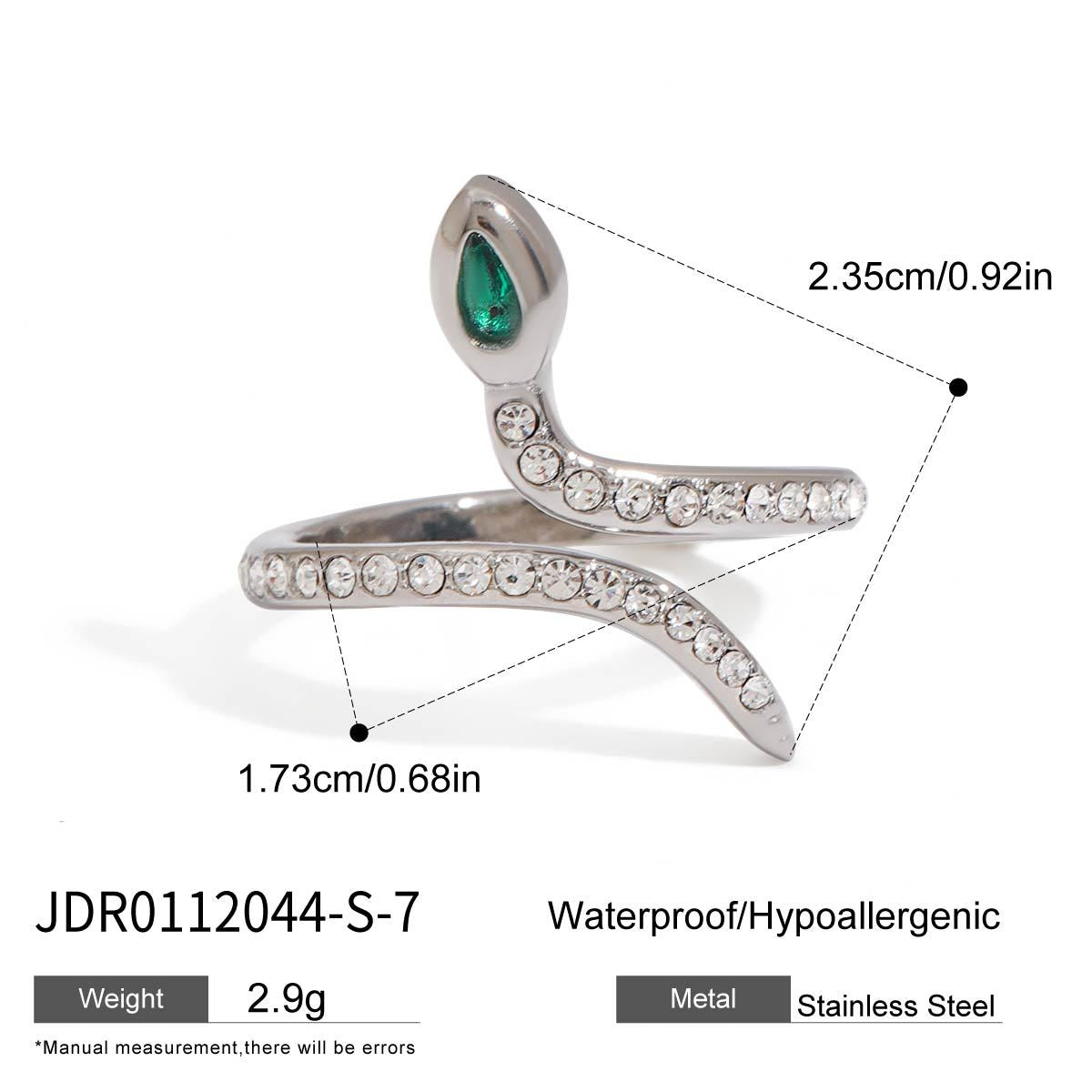 Wholesale Gold-Tone Stainless Steel Green Accent Open Ring Collection - dimensions view