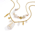 Two coastal necklace options on white background