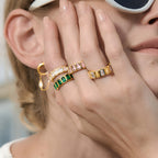 Four band ring colorways styled on fingers